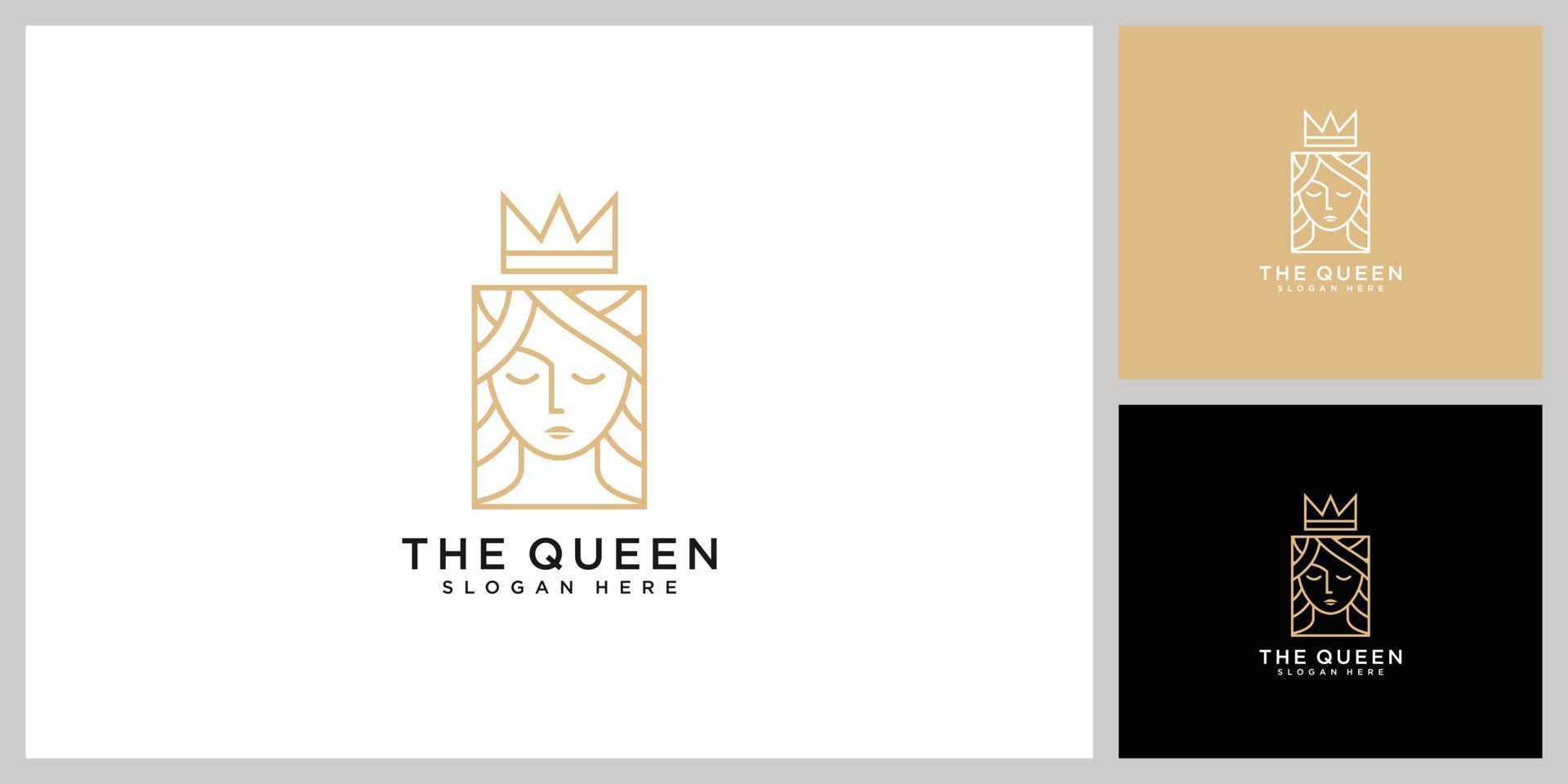 rainha logotipo vetor design.beleza mulher face logotipo