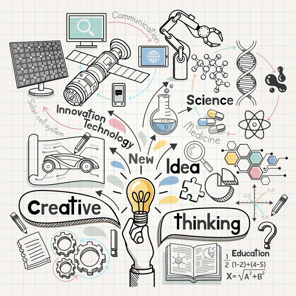doodles diagrama de ideia conceitual. ilustração vetorial. vetor