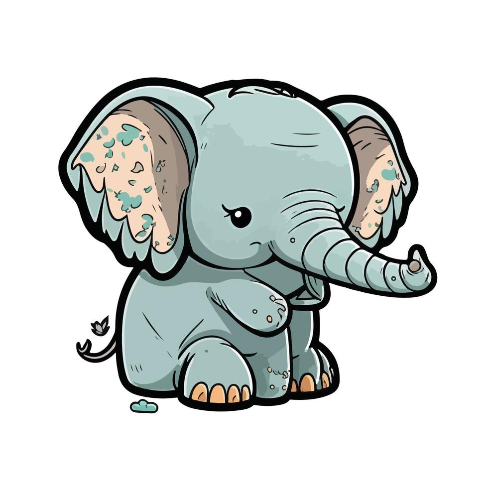 fofa elefante desenho animado estilo vetor