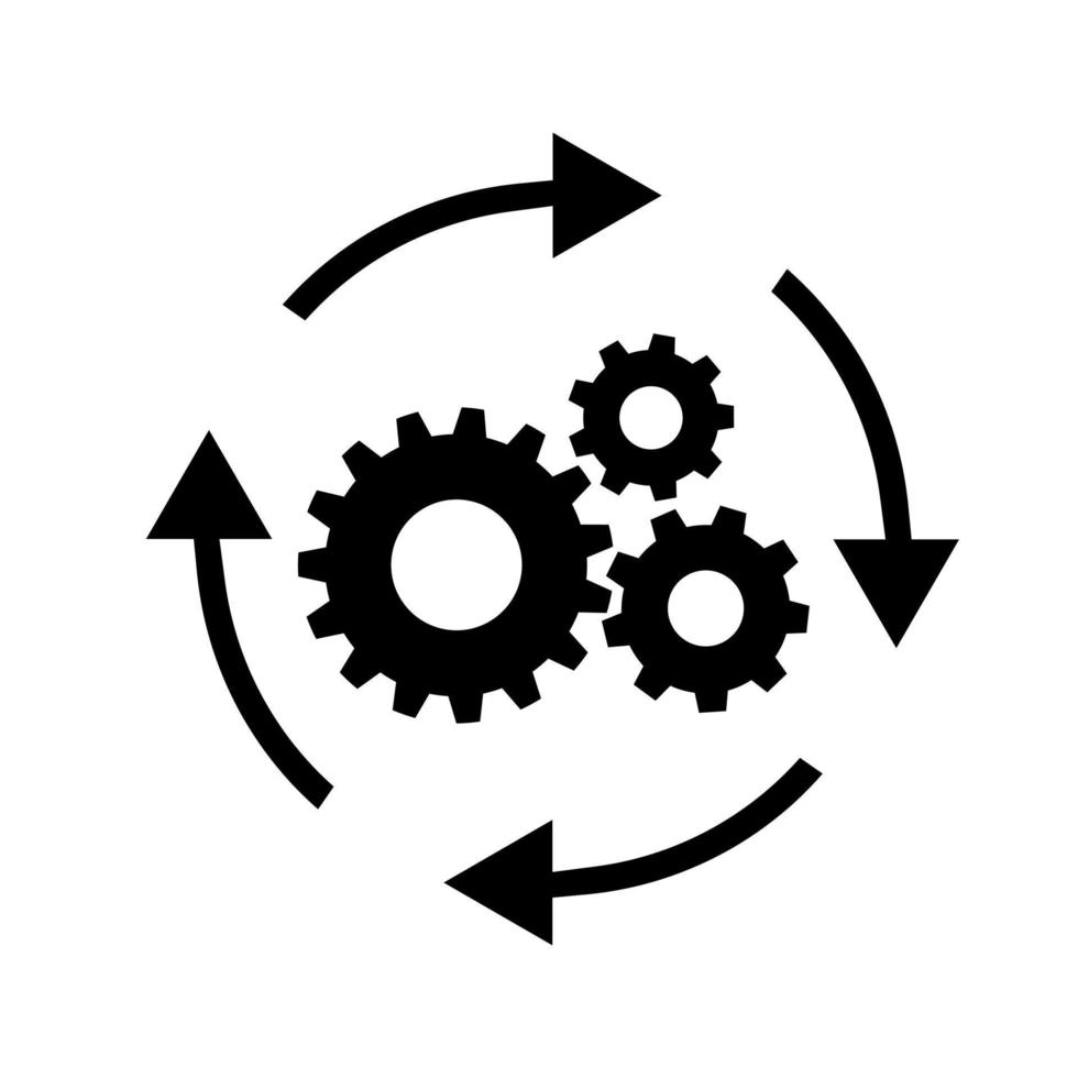 fluxo de trabalho ícone vetor. engrenagem roda dentada roda com Setas; flechas ilustração placa. o negócio conceito símbolo. vetor