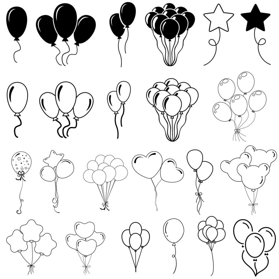 balões ícone vetor definir. aniversário ilustração placa coleção. celebração símbolo. evento logotipo.