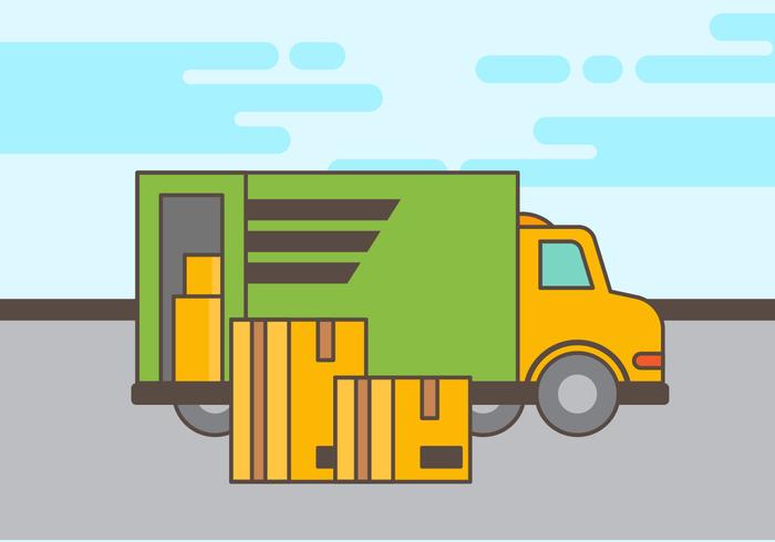 Ilustração em vetor de caminhão em movimento