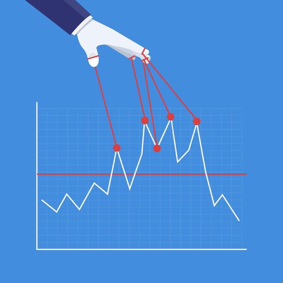 mestre do fantoche controlando o conceito de gráfico gráfico. ilustração vetorial símbolo de negócios vetor