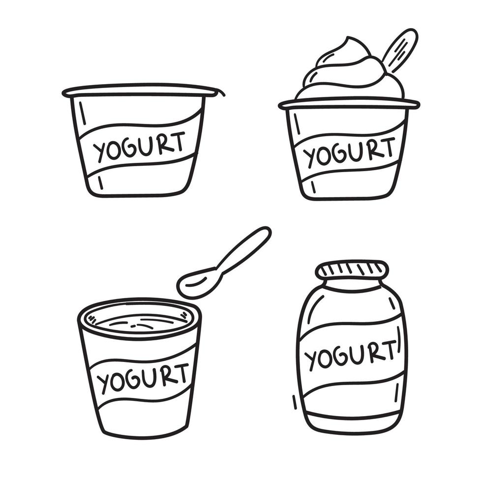 conjunto do iogurte vetor dentro rabisco desenhando estilo