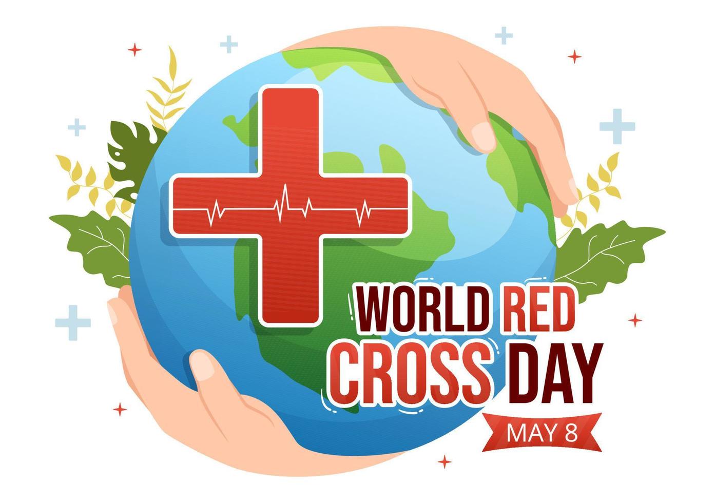 mundo vermelho Cruz dia em pode 8 ilustração para médico saúde e fornecendo sangue dentro mão desenhado para rede bandeira ou aterrissagem página modelos vetor