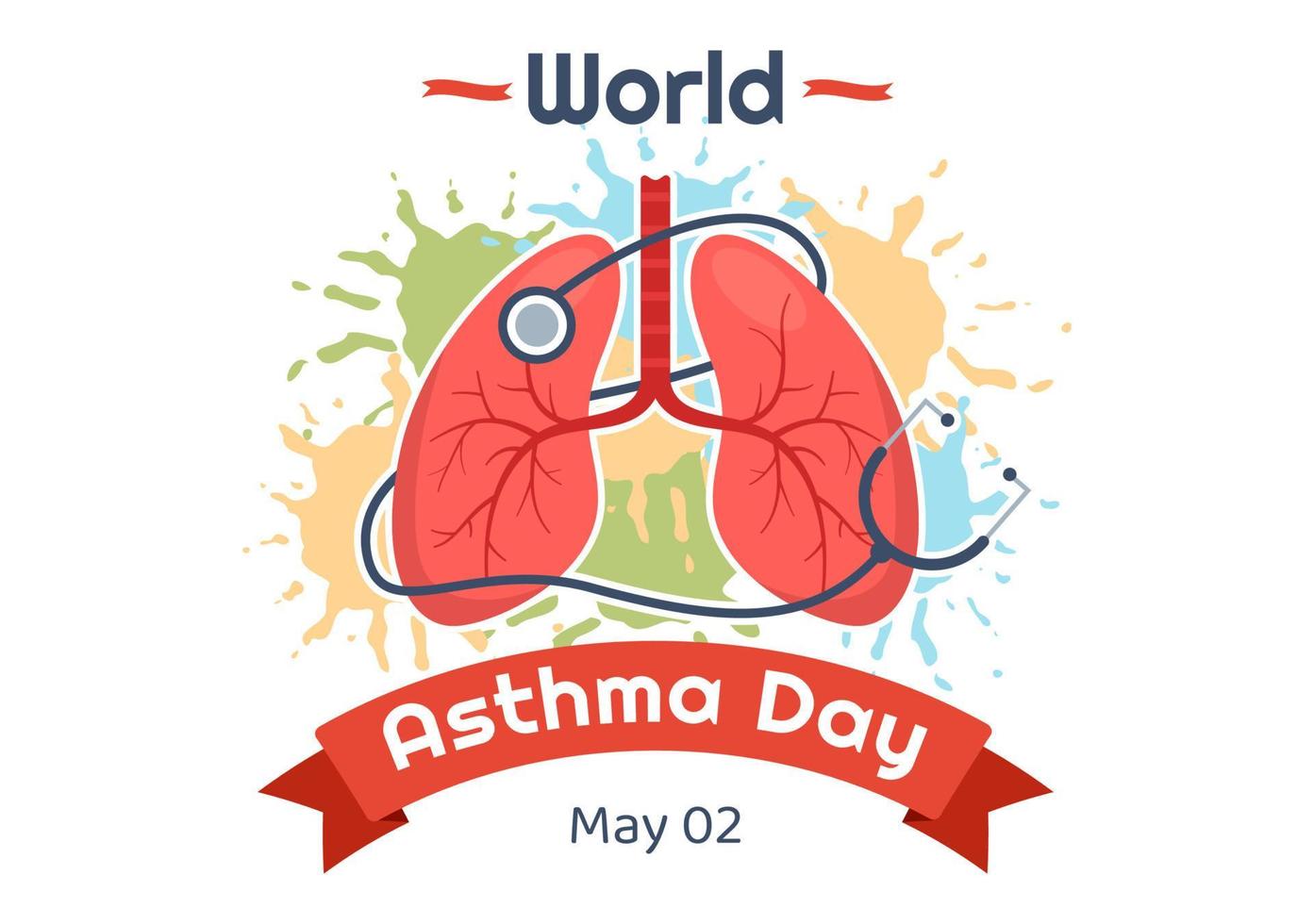 mundo asma dia em pode 2 ilustração com inalador e saúde prevenção pulmões dentro plano desenho animado mão desenhado para rede bandeira ou aterrissagem página modelos vetor
