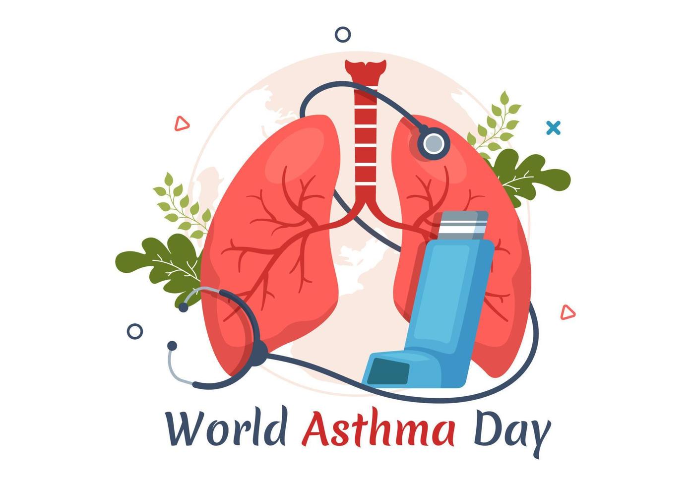mundo asma dia em pode 2 ilustração com inalador e saúde prevenção pulmões dentro plano desenho animado mão desenhado para rede bandeira ou aterrissagem página modelos vetor