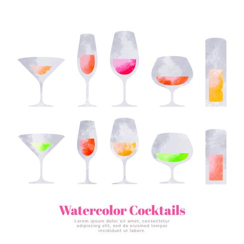 Cocktails de aquarela de vetor