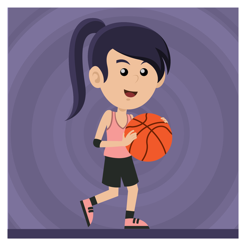 Menina jogando basquete vetor
