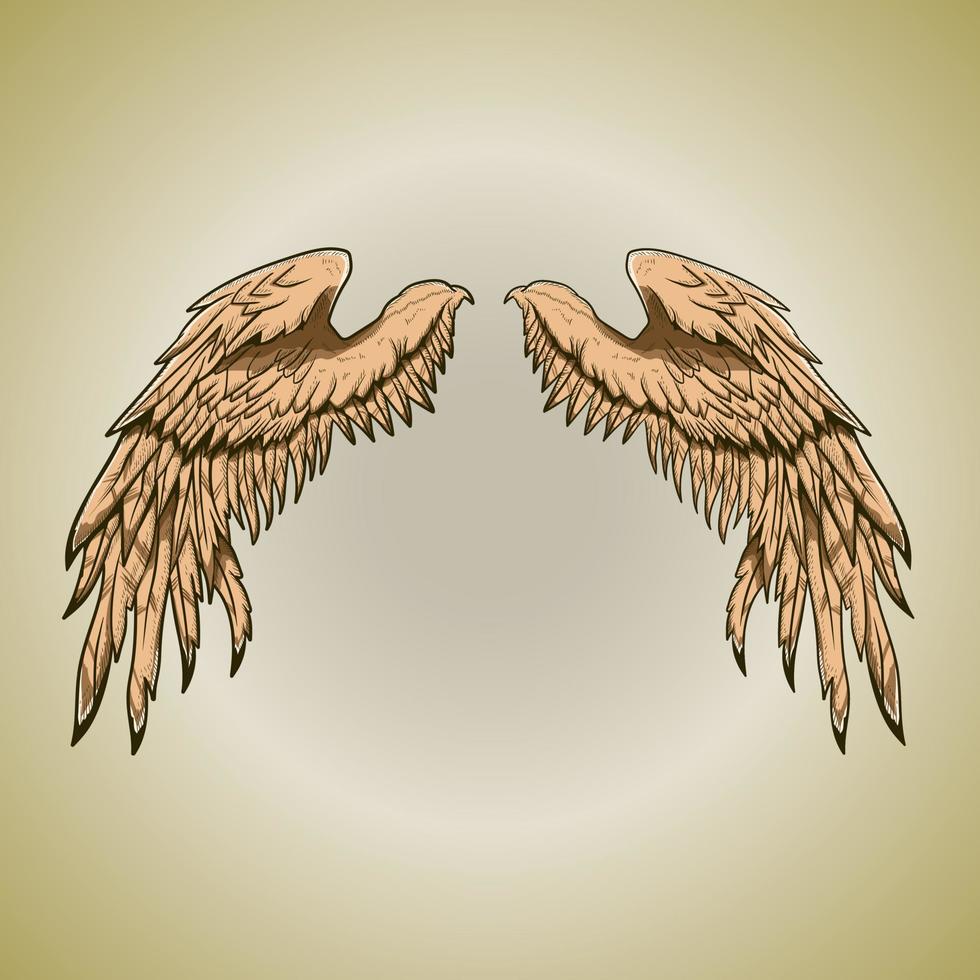 piedosos ouro anjo asa pena lendário pássaro vetor ilustração obra de arte