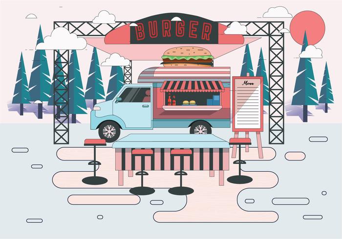 Vetor de ilustração de caminhão de comida