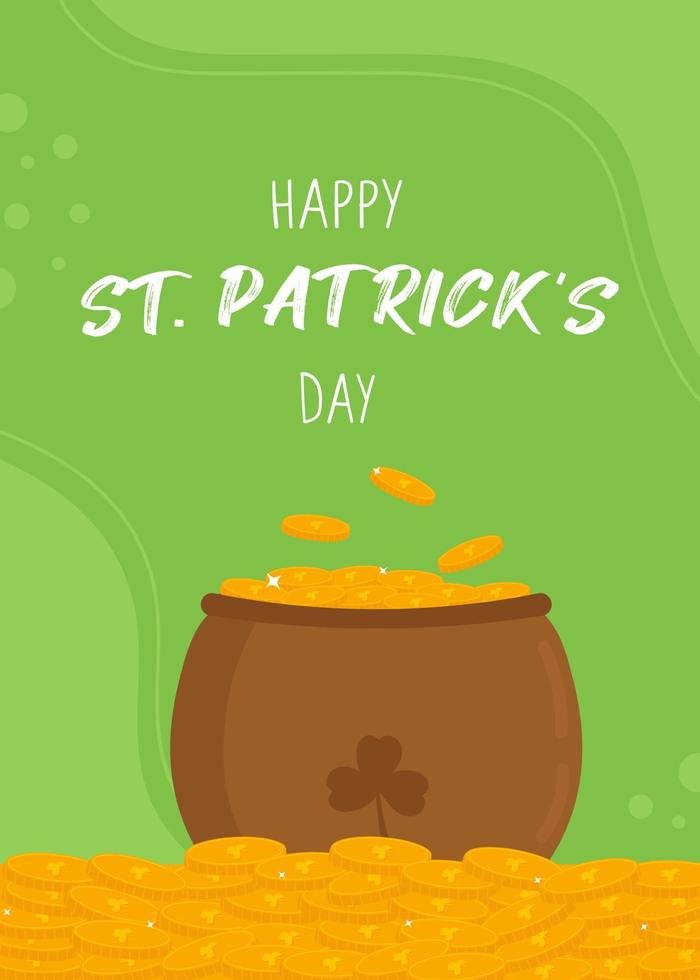 vetor cumprimento cartão com por sorte irlandês Panela. imprimível cumprimento cartão ilustração. Projeto para st. patrick's dia.