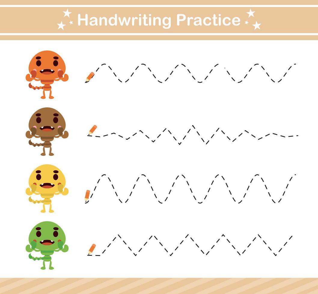 caligrafia prática jogos .adequado para pré-escolar.educacional página para crianças vetor