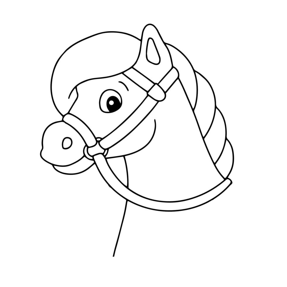 cavalo bonito. animal de fazenda. página para colorir para crianças. carimbo digital. personagem de estilo de desenho animado. ilustração vetorial isolada no fundo branco. vetor