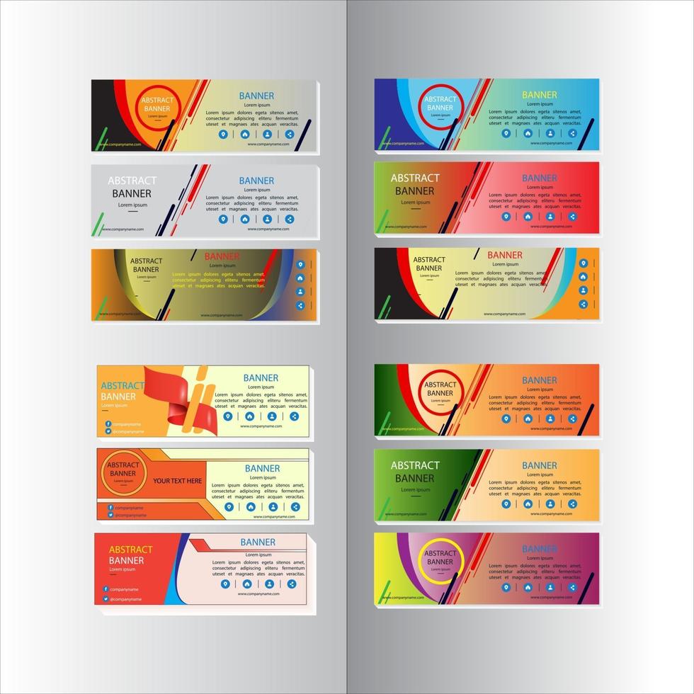 conjunto de modelos de web de banner de design abstrato vetor