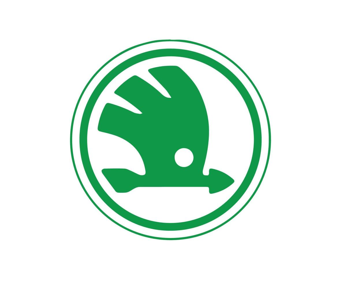 Skoda marca logotipo carro símbolo verde Projeto tcheco automóvel vetor ilustração