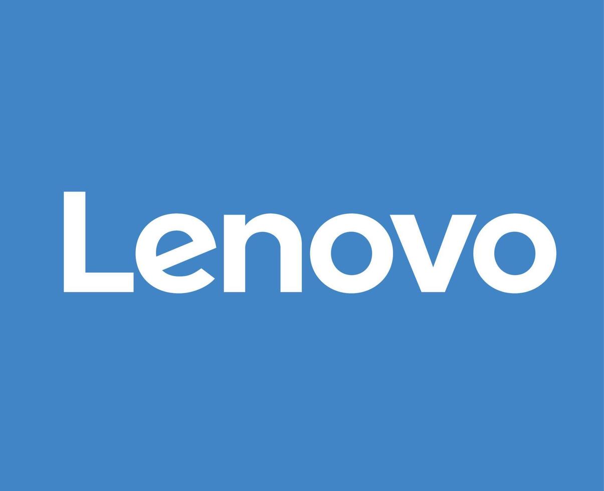 Lenovo logotipo marca telefone símbolo nome branco Projeto China Móvel vetor ilustração com azul fundo