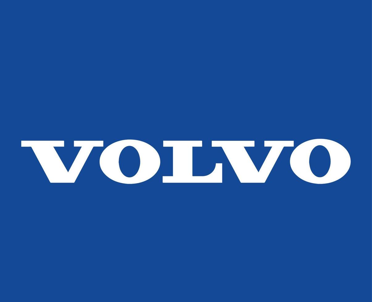 Volvo logotipo marca carro símbolo nome branco Projeto sueco automóvel vetor ilustração com azul fundo