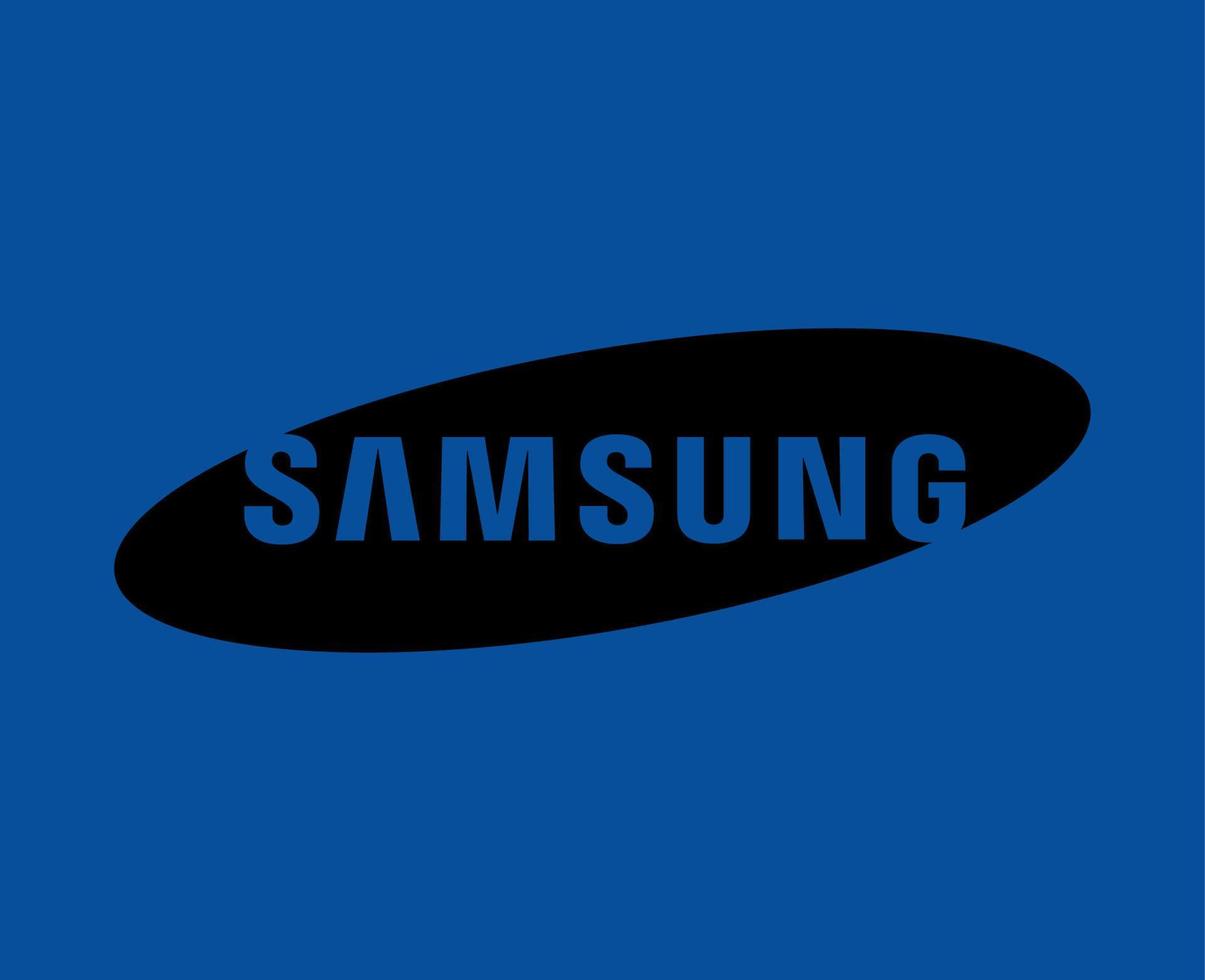 samsung marca logotipo telefone símbolo Preto Projeto sul coreano Móvel vetor ilustração com azul fundo