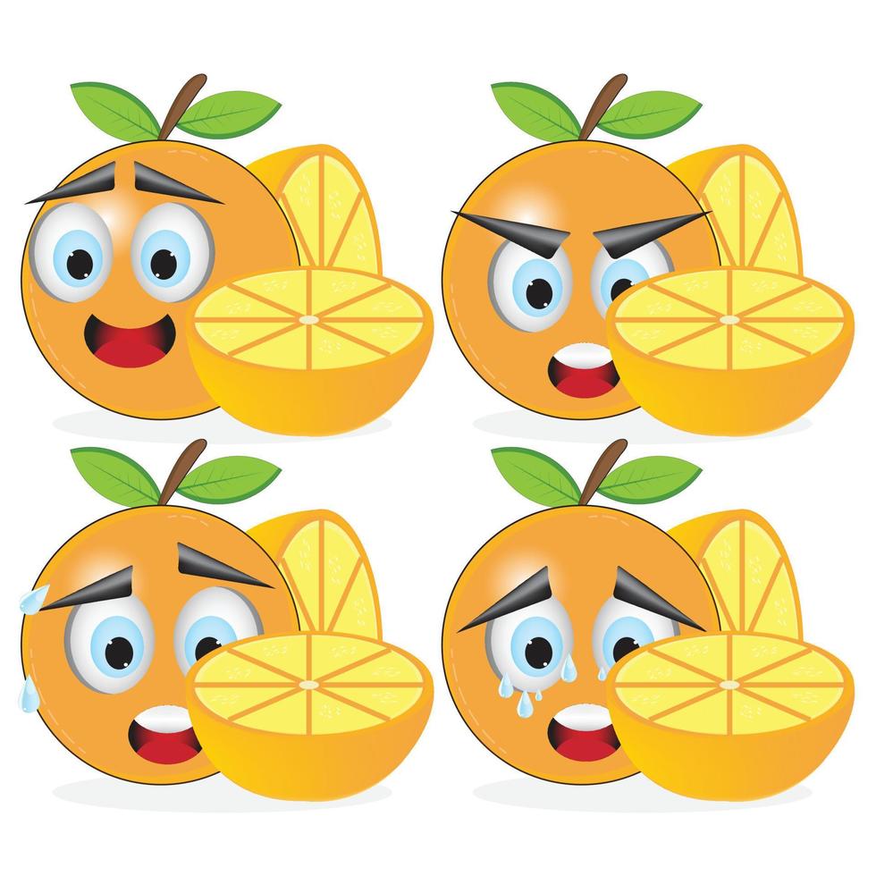 laranja emoticon e ilustração em branco fundo vetor