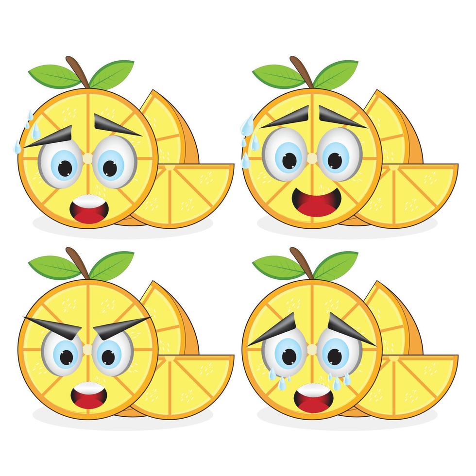 laranja emoticon e ilustração em branco fundo vetor