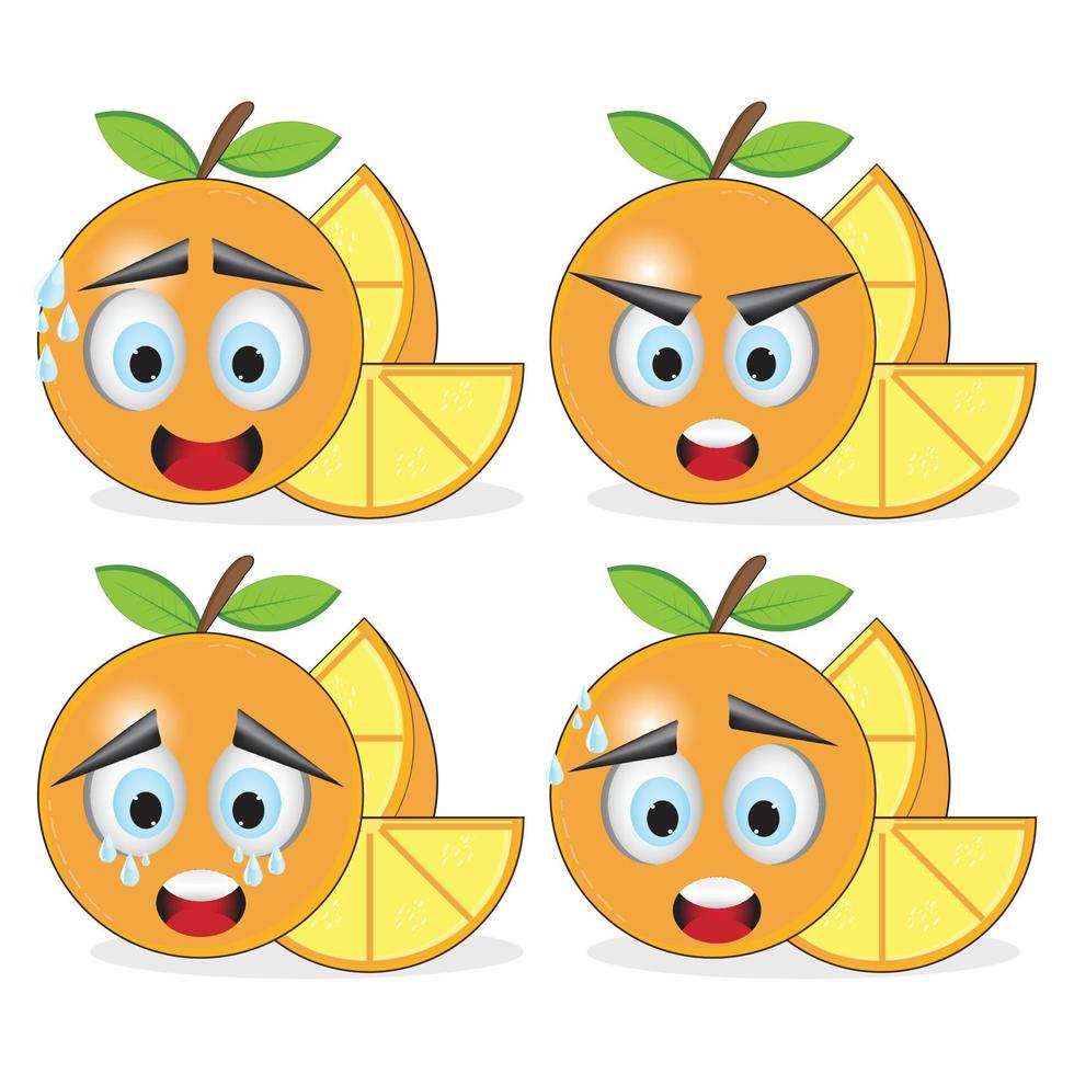 laranja emoticon e ilustração em branco fundo vetor