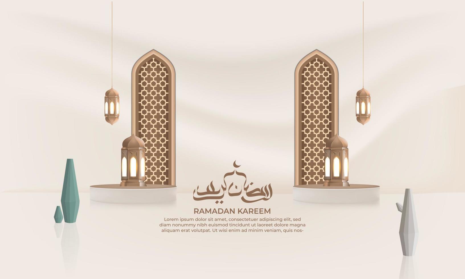 realista Ramadã fundo com lanterna, para bandeira, cumprimento cartão vetor