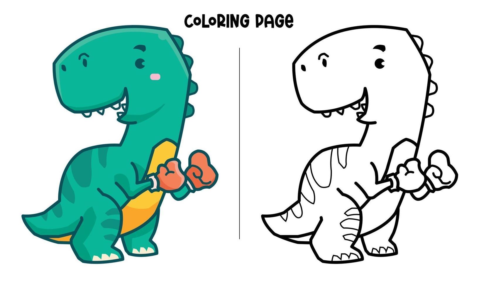 página para colorir de tiranossauro, o boxeador vetor