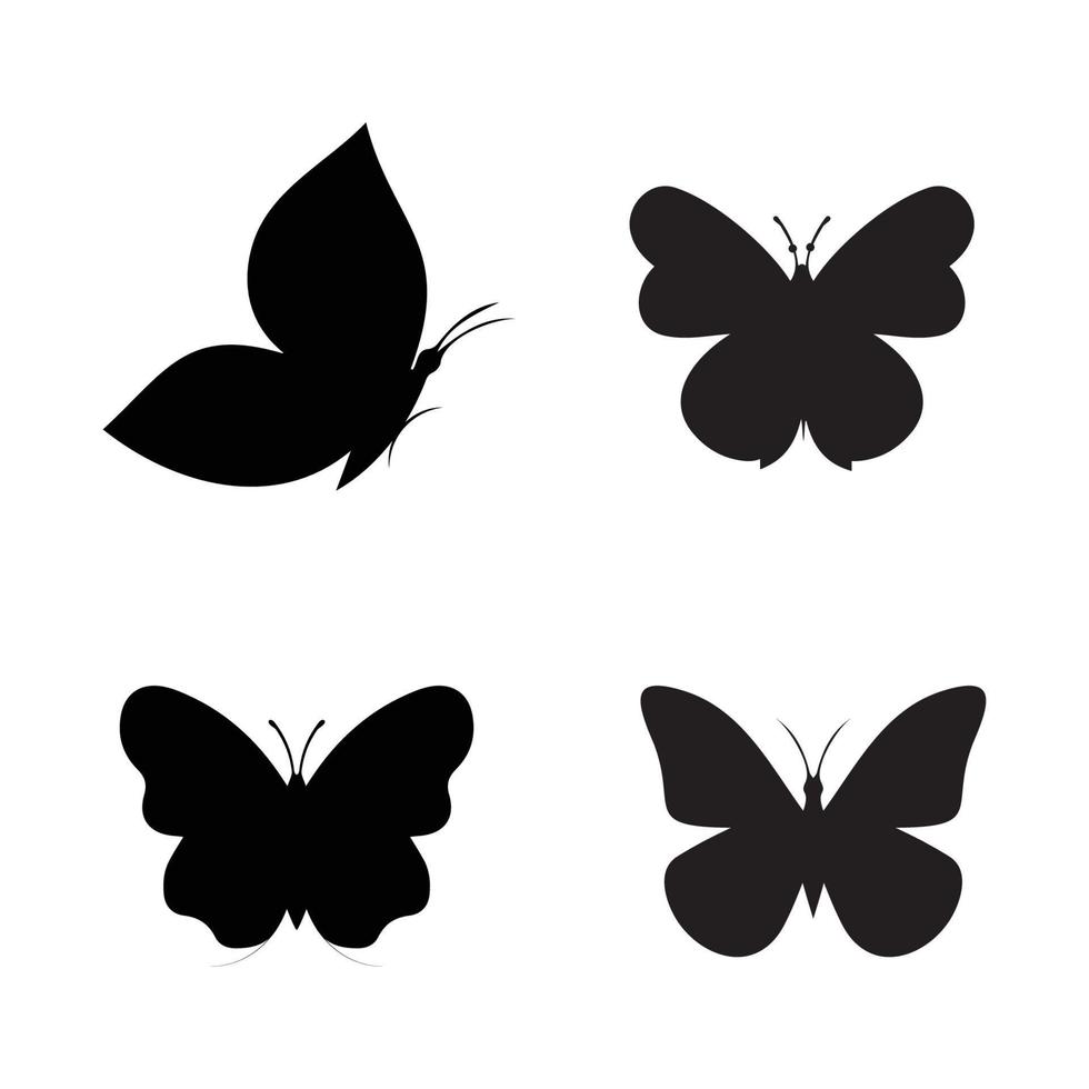 vôo lindo borboletas silhueta 04 conjunto do vetor desenhos