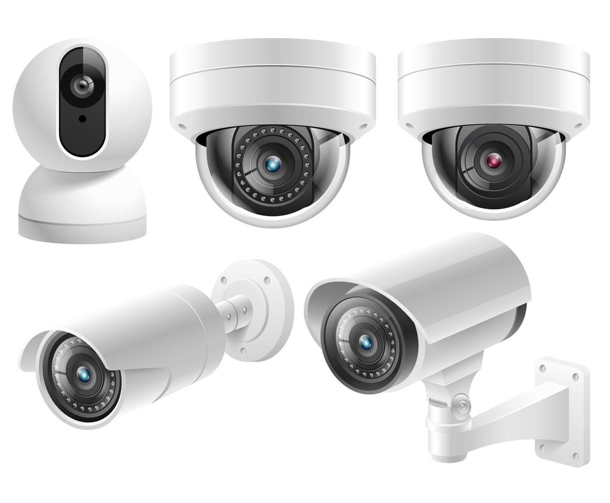 câmeras de segurança em casa sistemas de vigilância por vídeo isolado ilustração vetorial. vetor