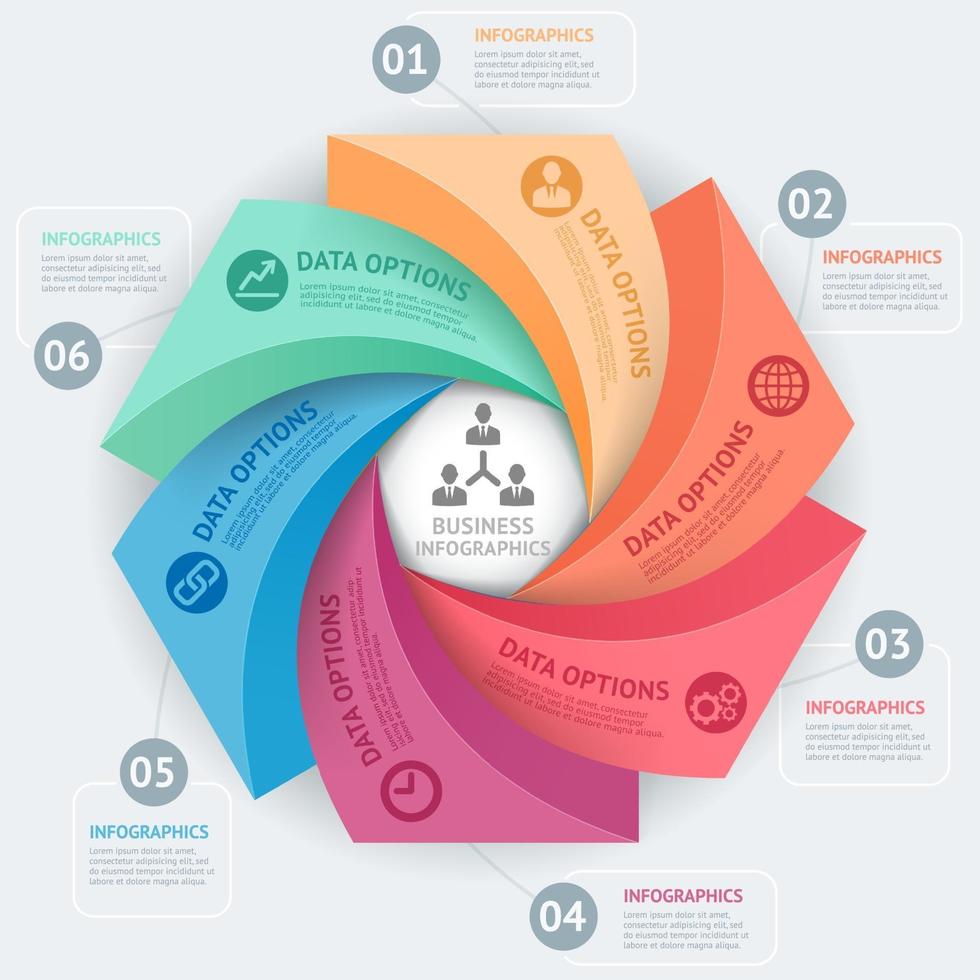 modelo de design de infográficos de negócios. ilustração vetorial. pode ser usado para layout de fluxo de trabalho, diagrama, opções de número, opções de inicialização, web design vetor