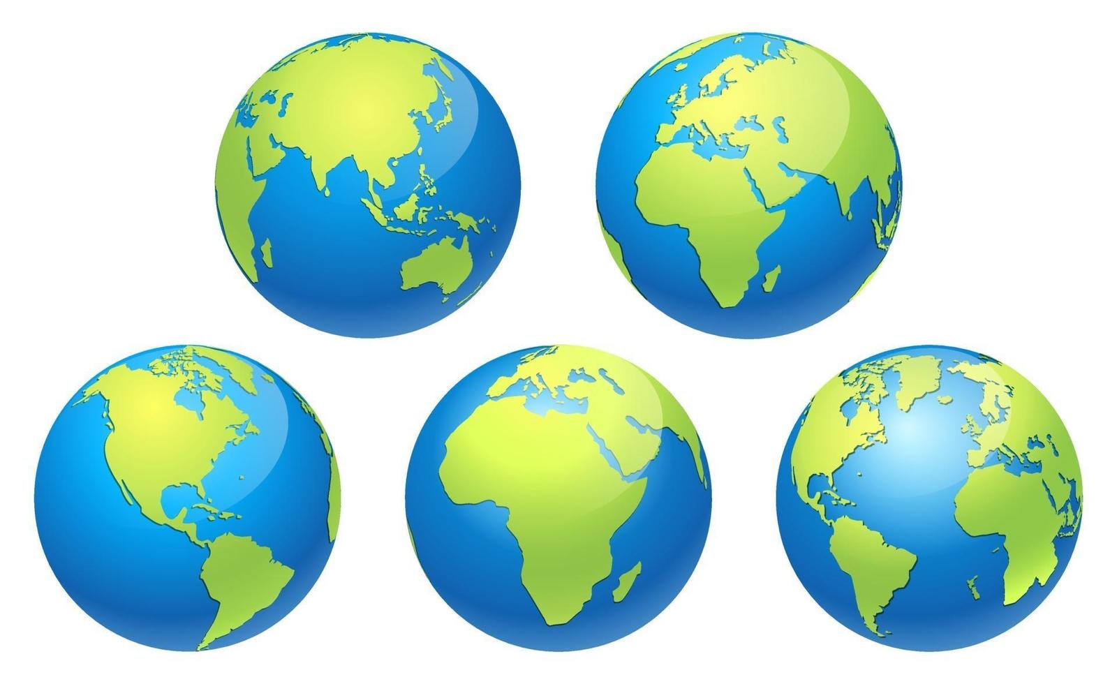 conjunto de mapa de terra do mundo globo. ilustrações vetoriais. vetor