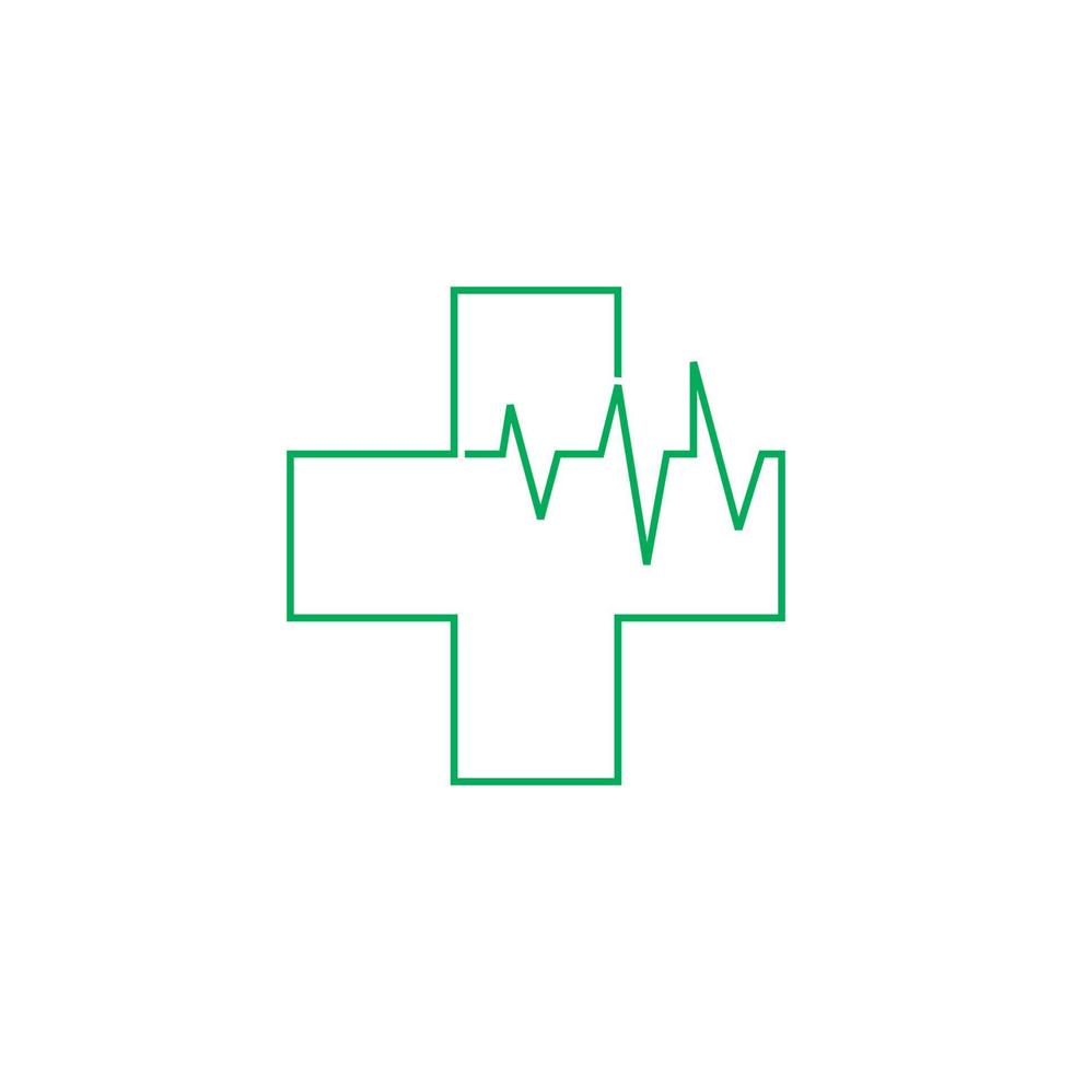 mais médico fino linha coração pulso símbolo logotipo vetor
