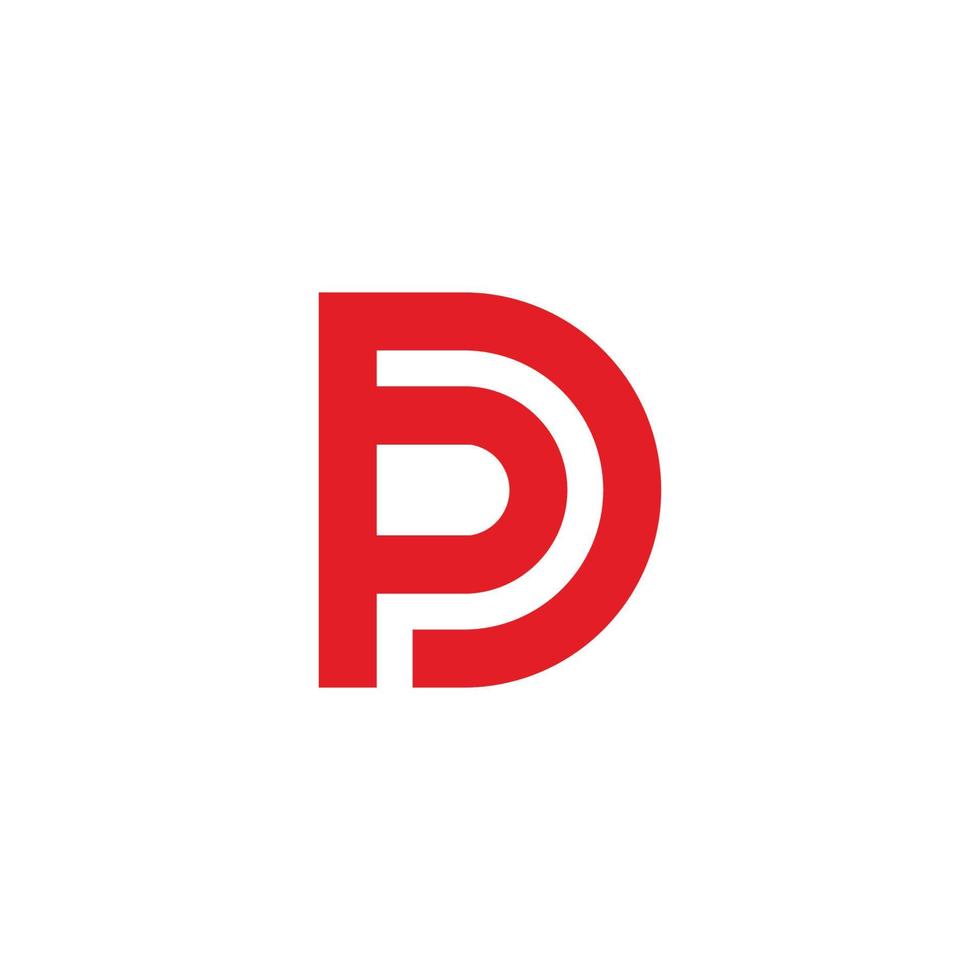 carta dp ligado geométrico vermelho logotipo vetor