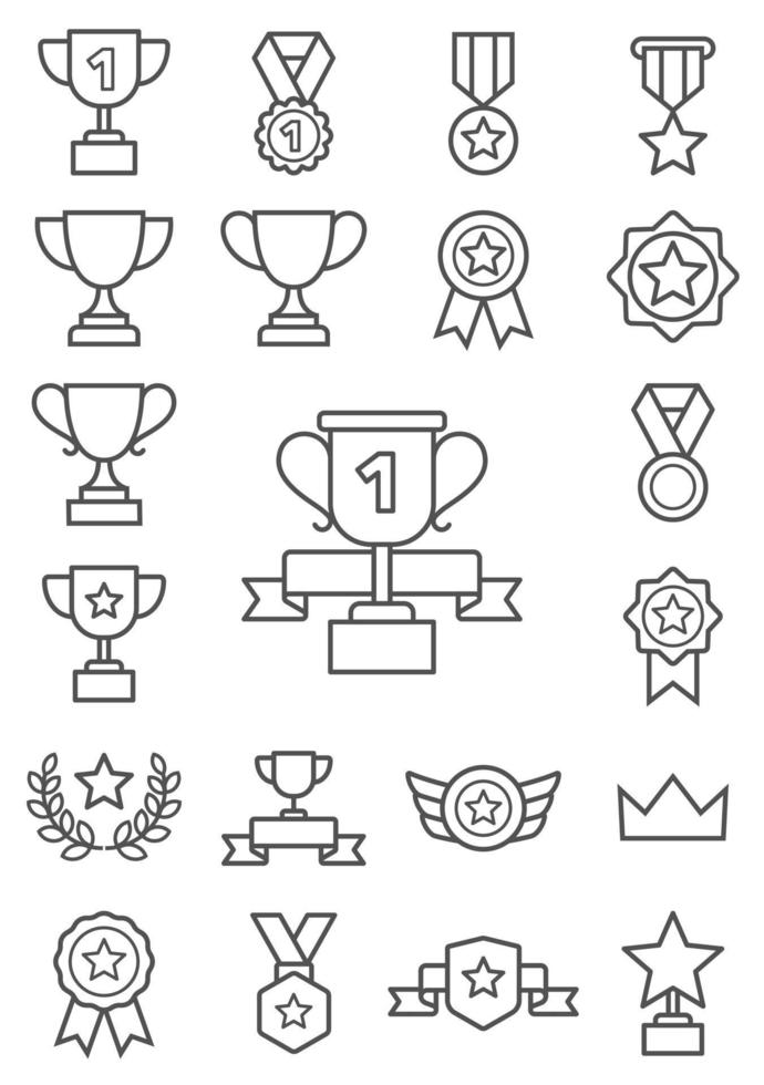 ícones de linha de troféu. ilustrações vetoriais. vetor