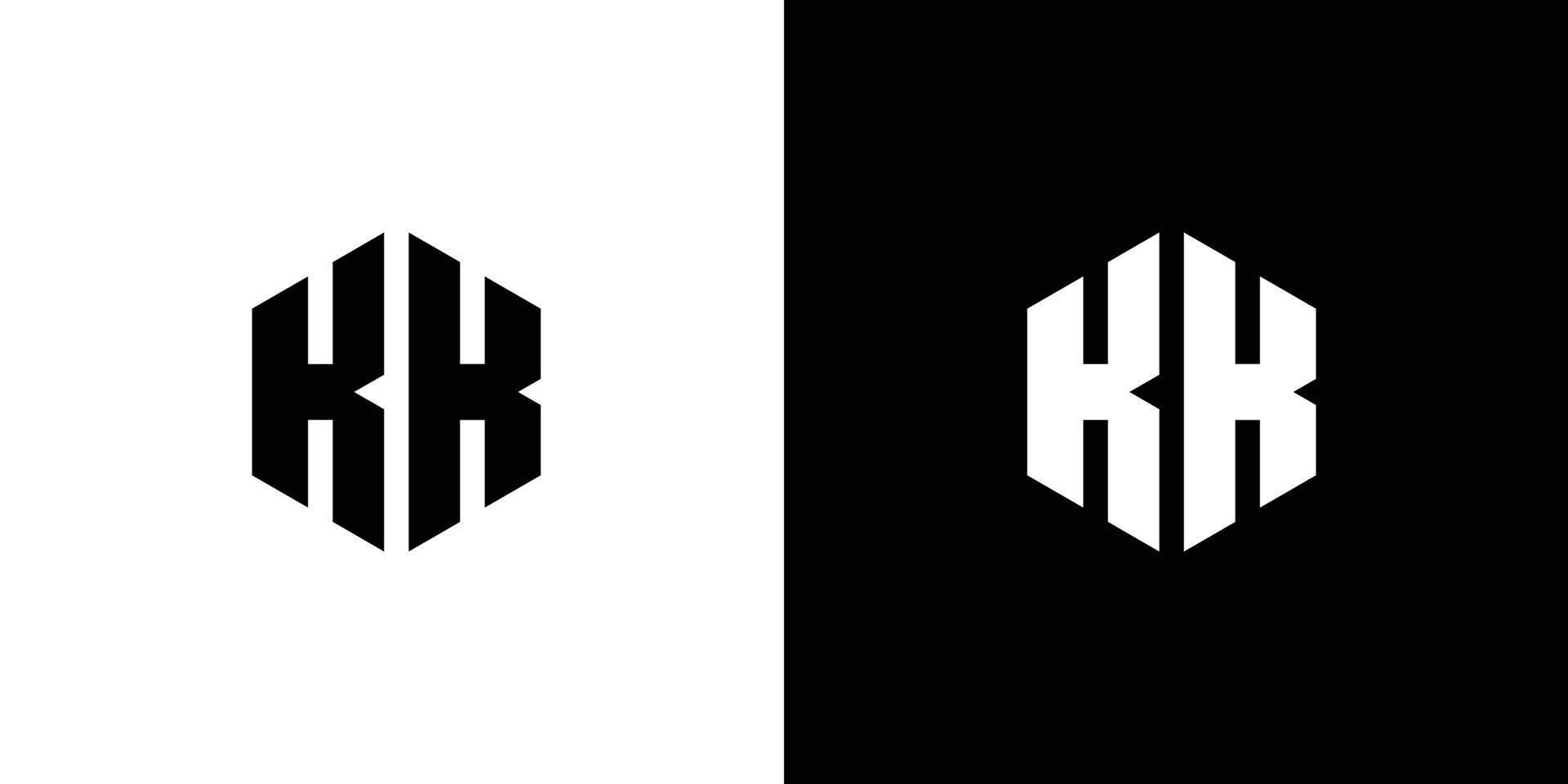 carta k k polígono, hexagonal mínimo logotipo Projeto em Preto e branco fundo vetor