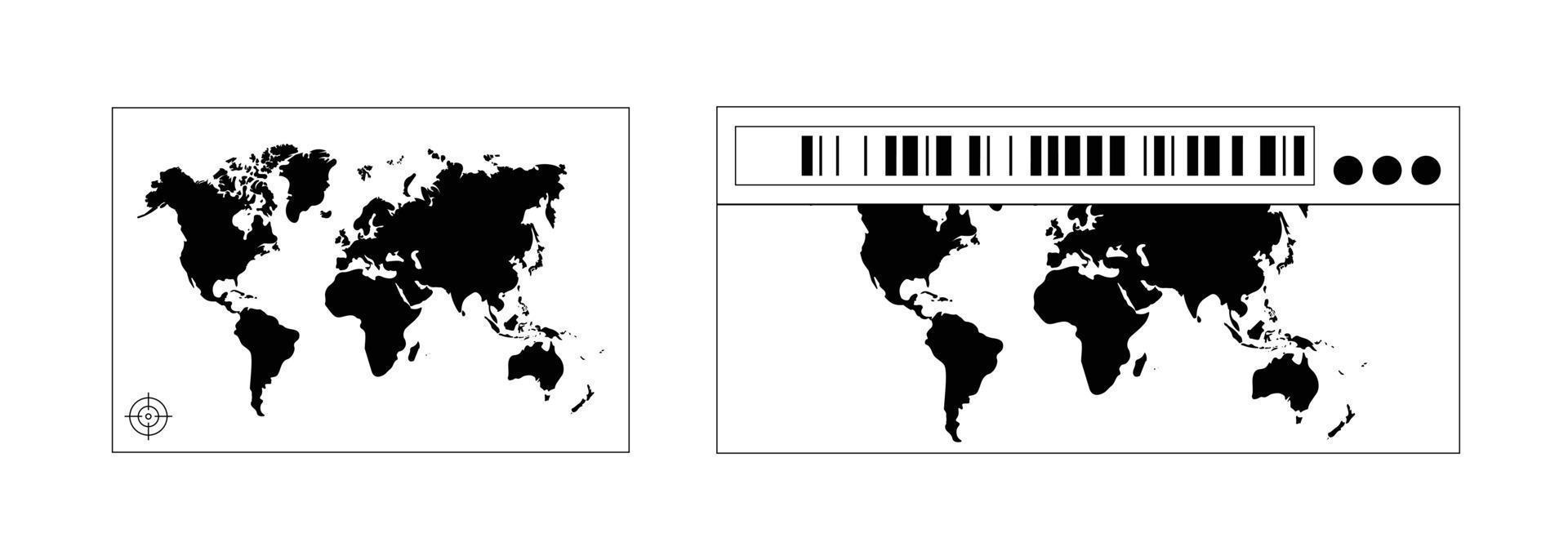 mundo mapa ícone Projeto com Barra código vetor