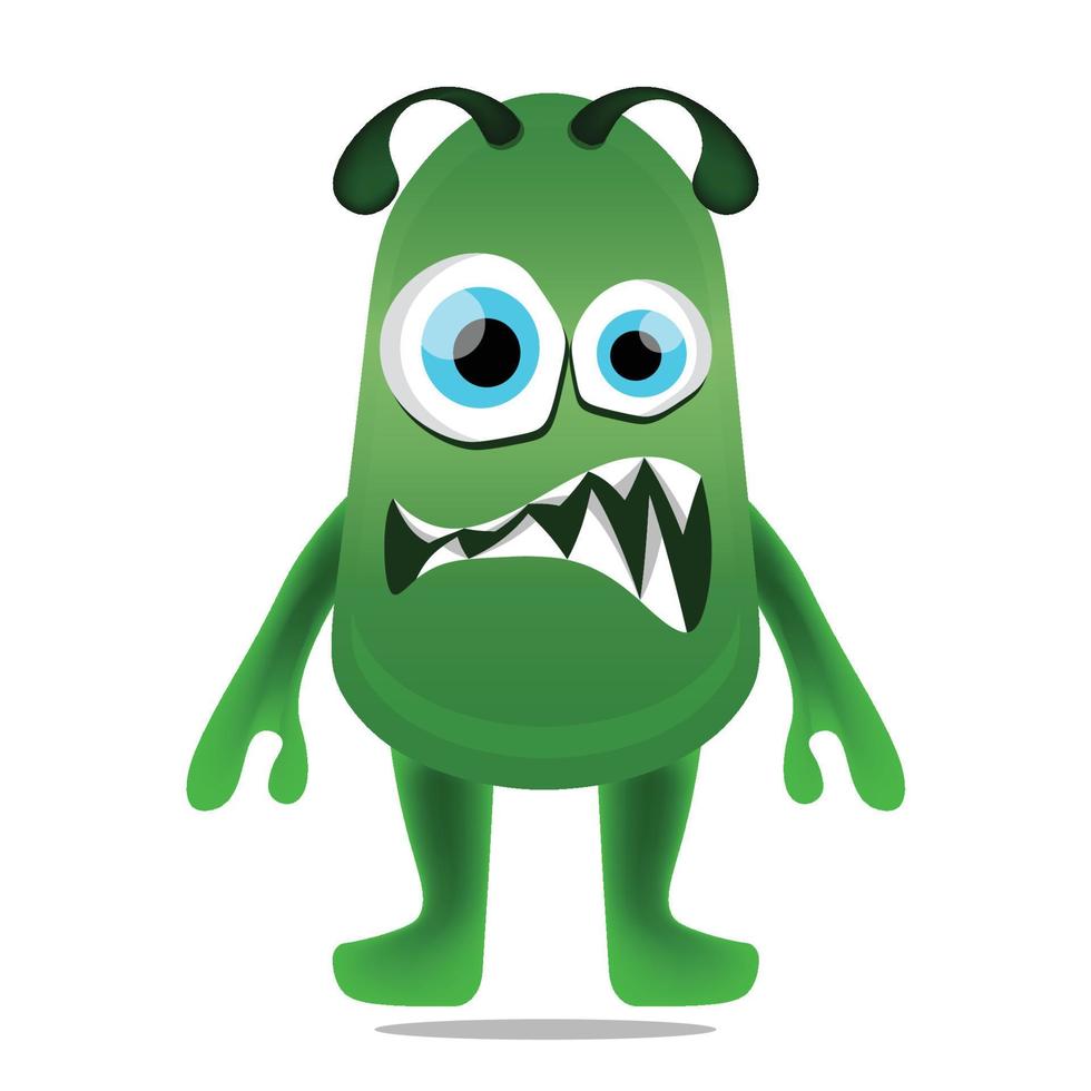 mascote de design de monstros verdes de vetor fofo
