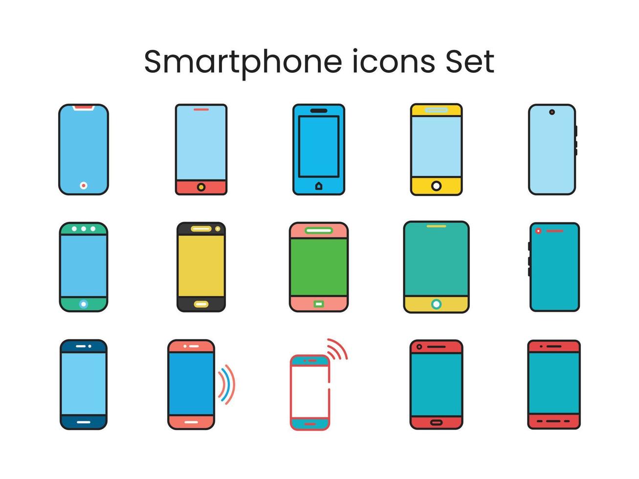 Smartphone ícone conjunto vetor ilustração Projeto com preencher cor