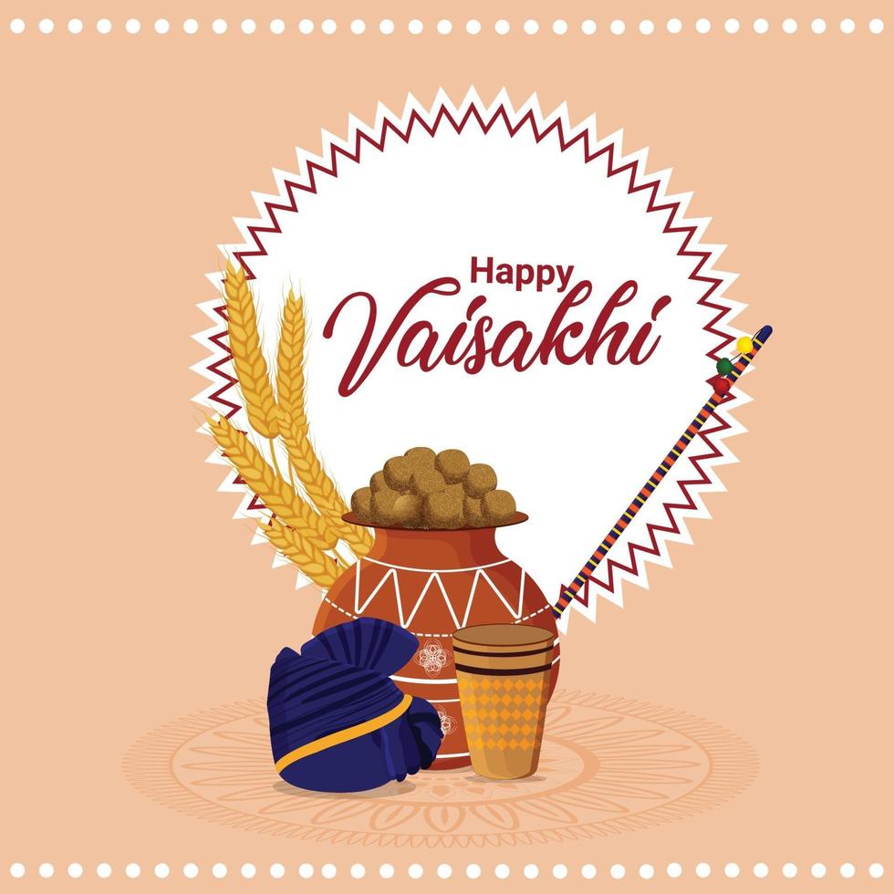 cartão feliz vaisakhi vetor