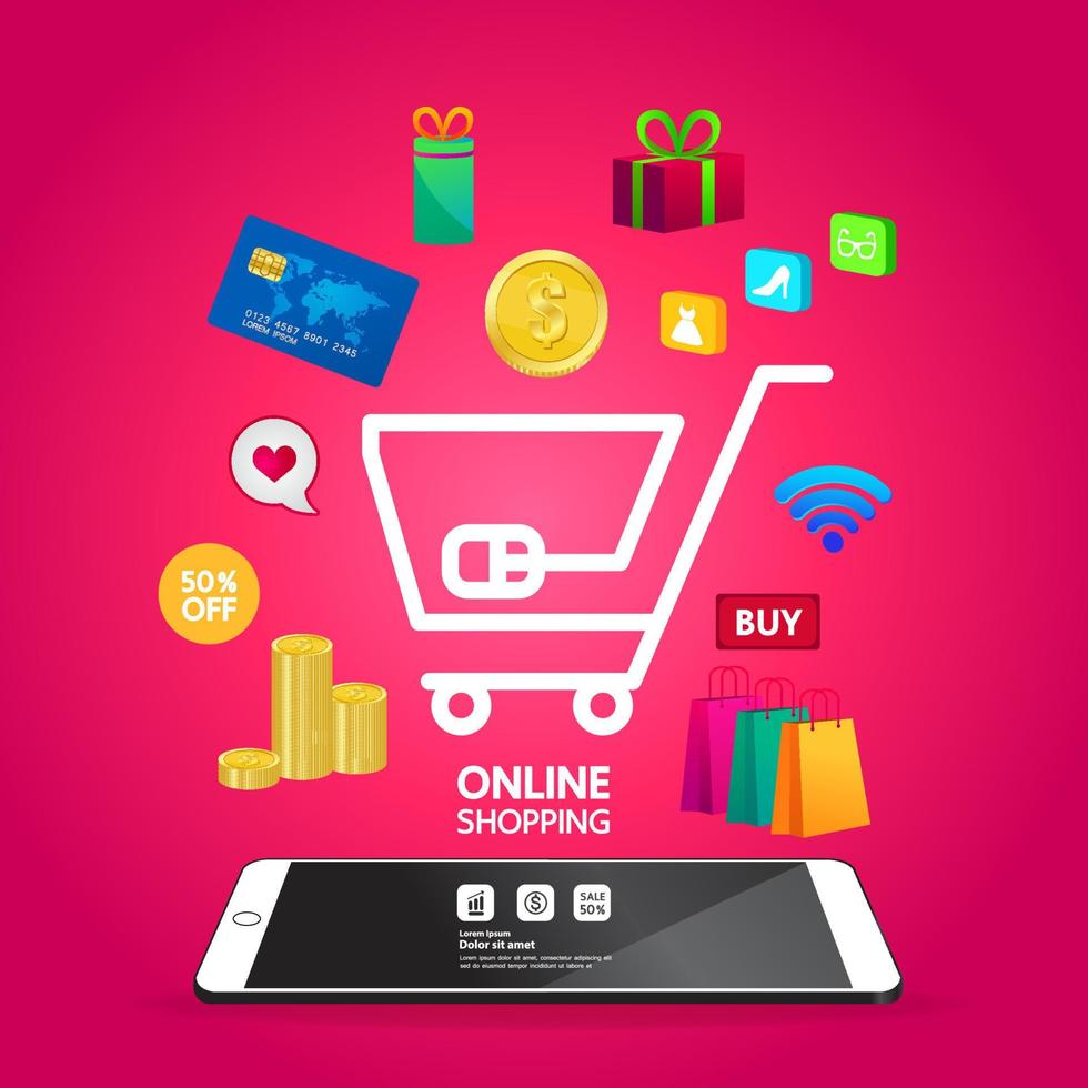 conectados compras idéia vetor ilustração