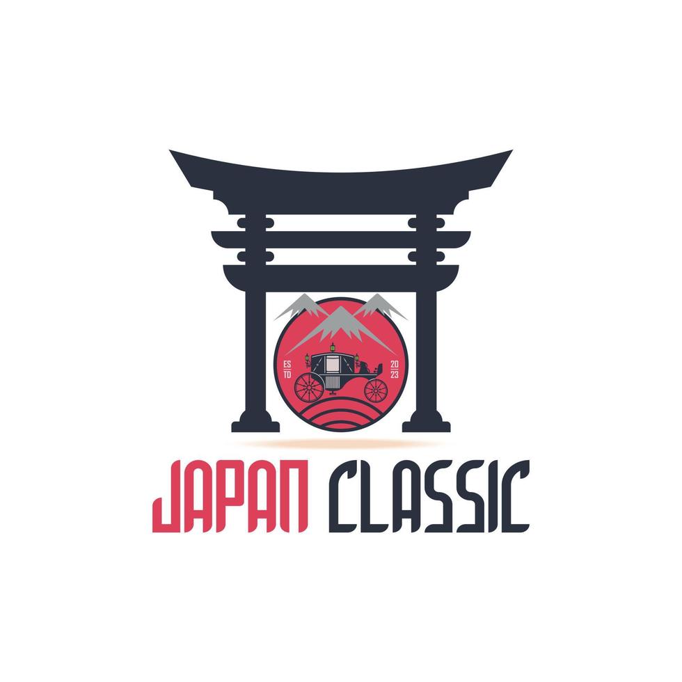 Japão clássico transporte torii portão círculo logotipo modelo Projeto para marca ou companhia e de outros vetor