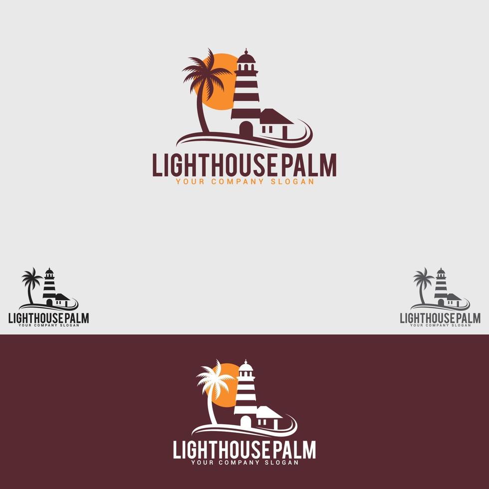 modelo de vetor de design de logotipo farol-palm