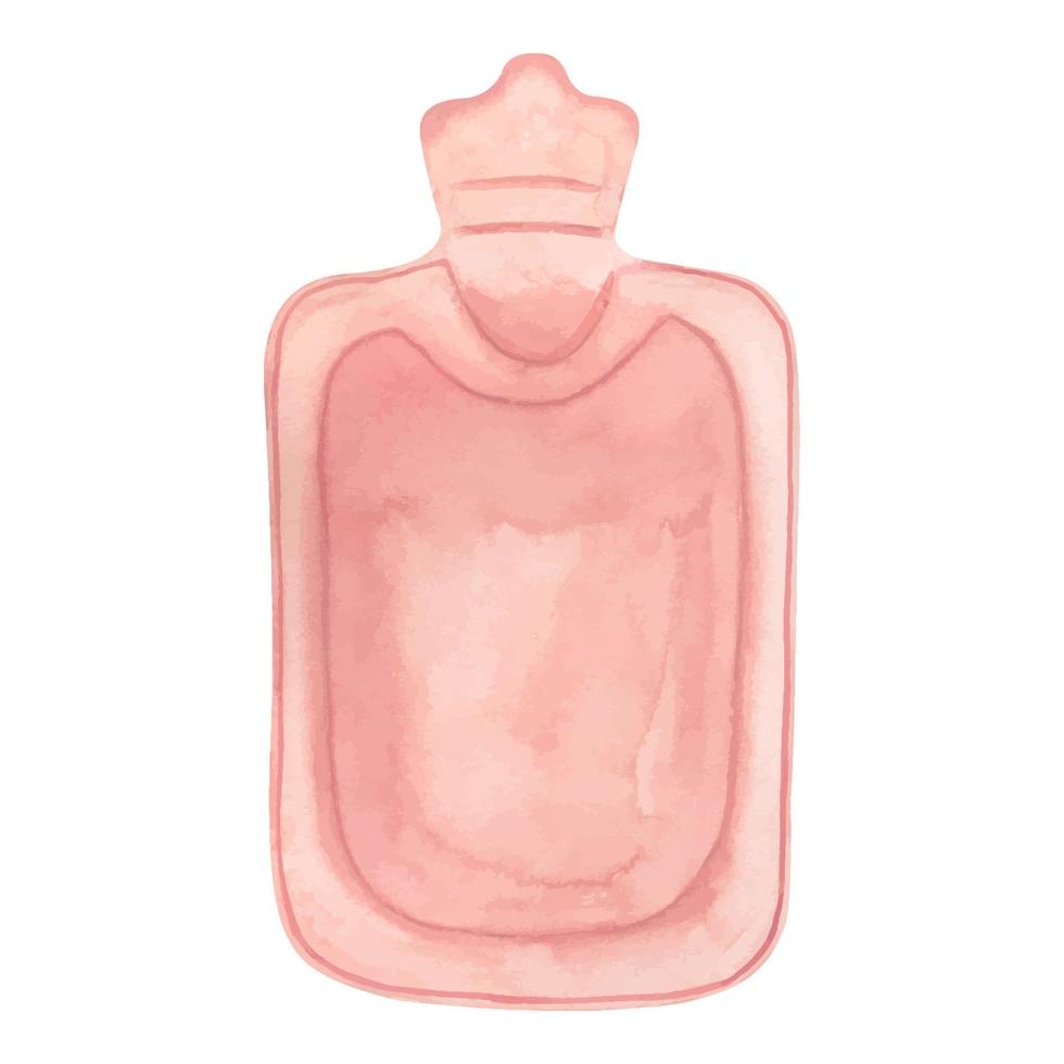 Rosa quente água garrafa, dor alívio, quente e frio terapia. mão desenhado aguarela ilustração isolado branco fundo. vetor