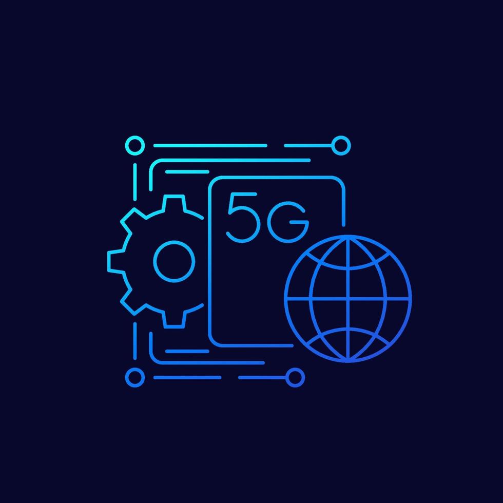 Ícone de vetor de rede 5g, linear.eps