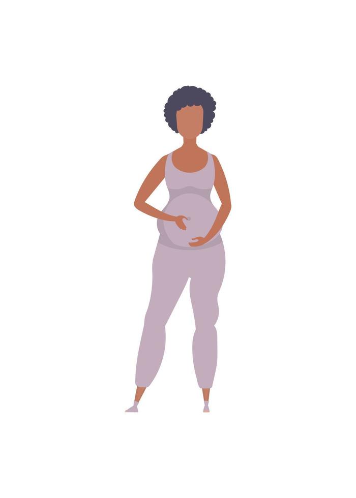 grávida menina dentro cheio crescimento. bem construído grávida fêmea personagem. isolado em branco fundo. plano estilo. vetor