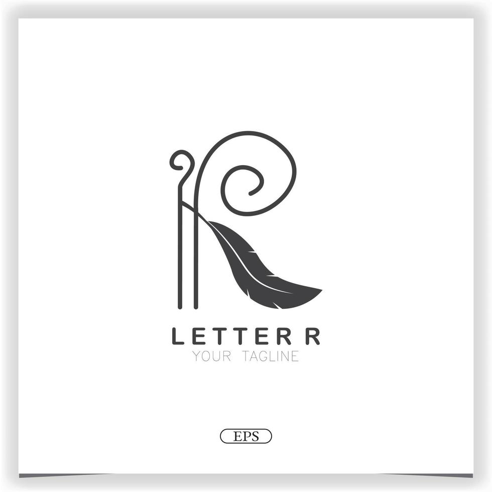 carta r pena logotipo Prêmio elegante modelo vetor eps 10