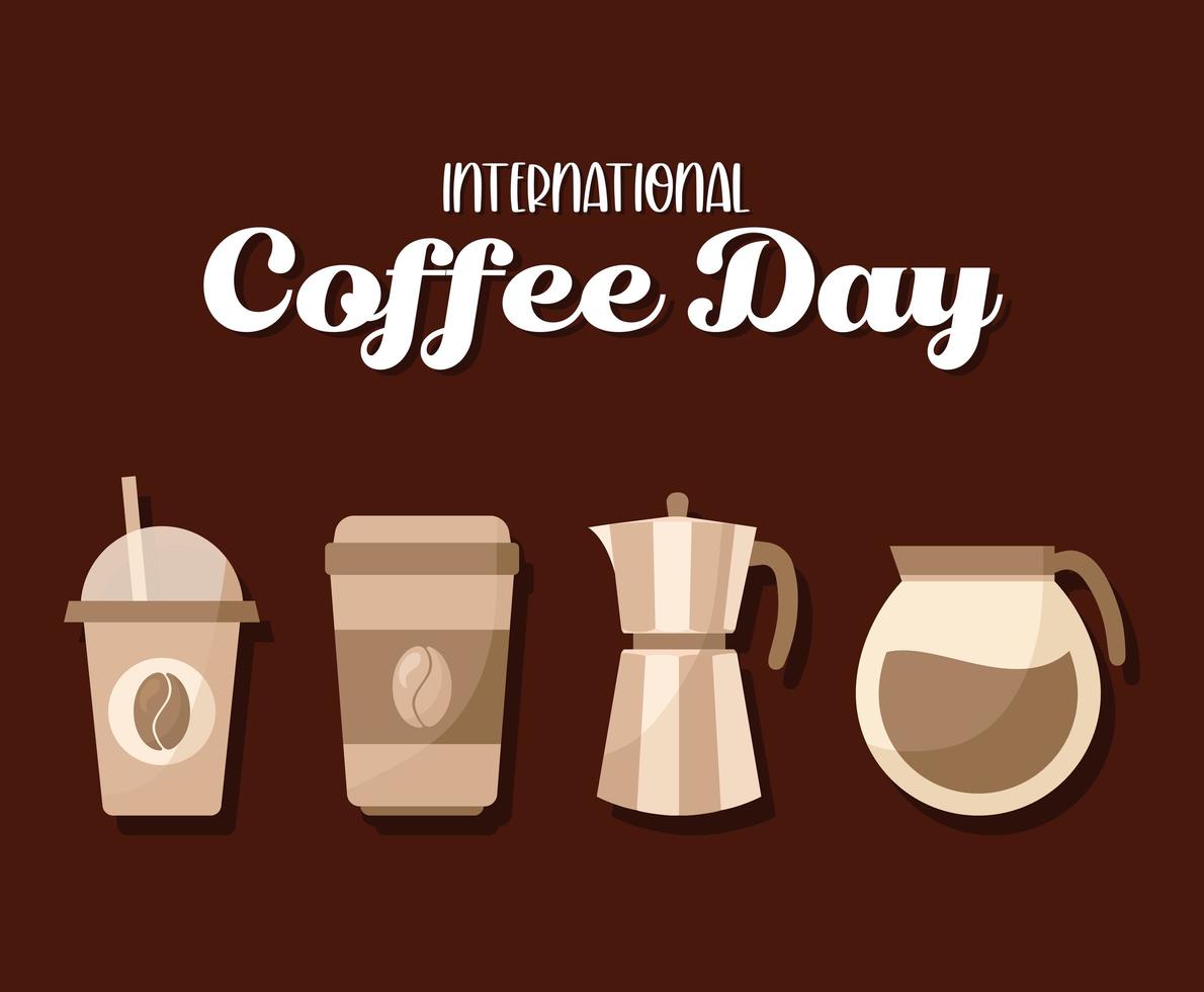 dia internacional do café com ícones vetor