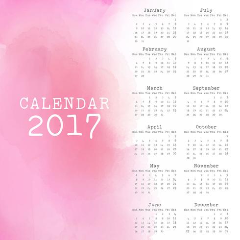 Projeto do calendário da aguarela vetor