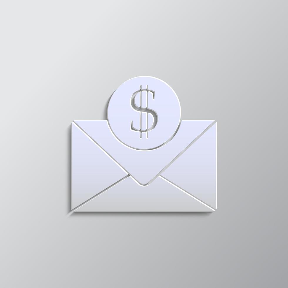 e-mail, envelope papel estilo, ícone. cinzento cor vetor fundo- papel estilo vetor ícone